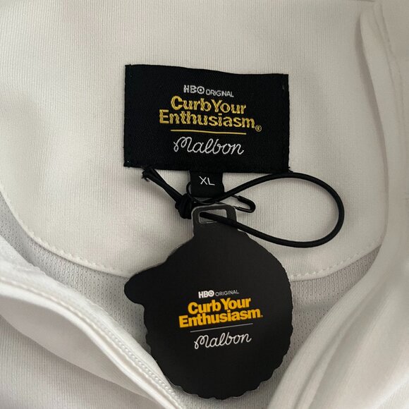 NWT Malbon Golf X HBO Curb Your Enthusiasm White 1/4 Zip Pullover Size XL - Picture 3 of 5
